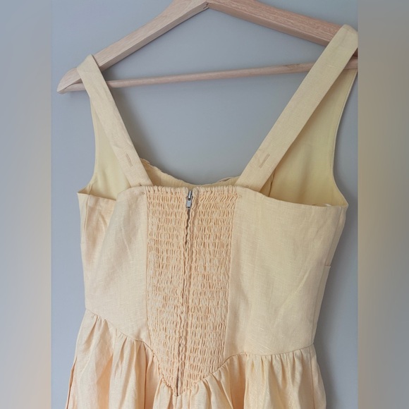 NEW Reformation Balia Linen Midi Dress in Parmesan Light Yellow | US 2 UK 6 - Picture 16 of 17